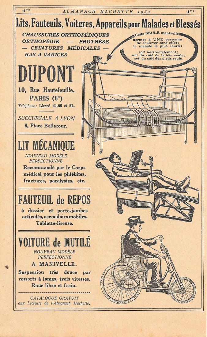 Dupont. Appareils pour malades et blesses. Pubblicita 1930