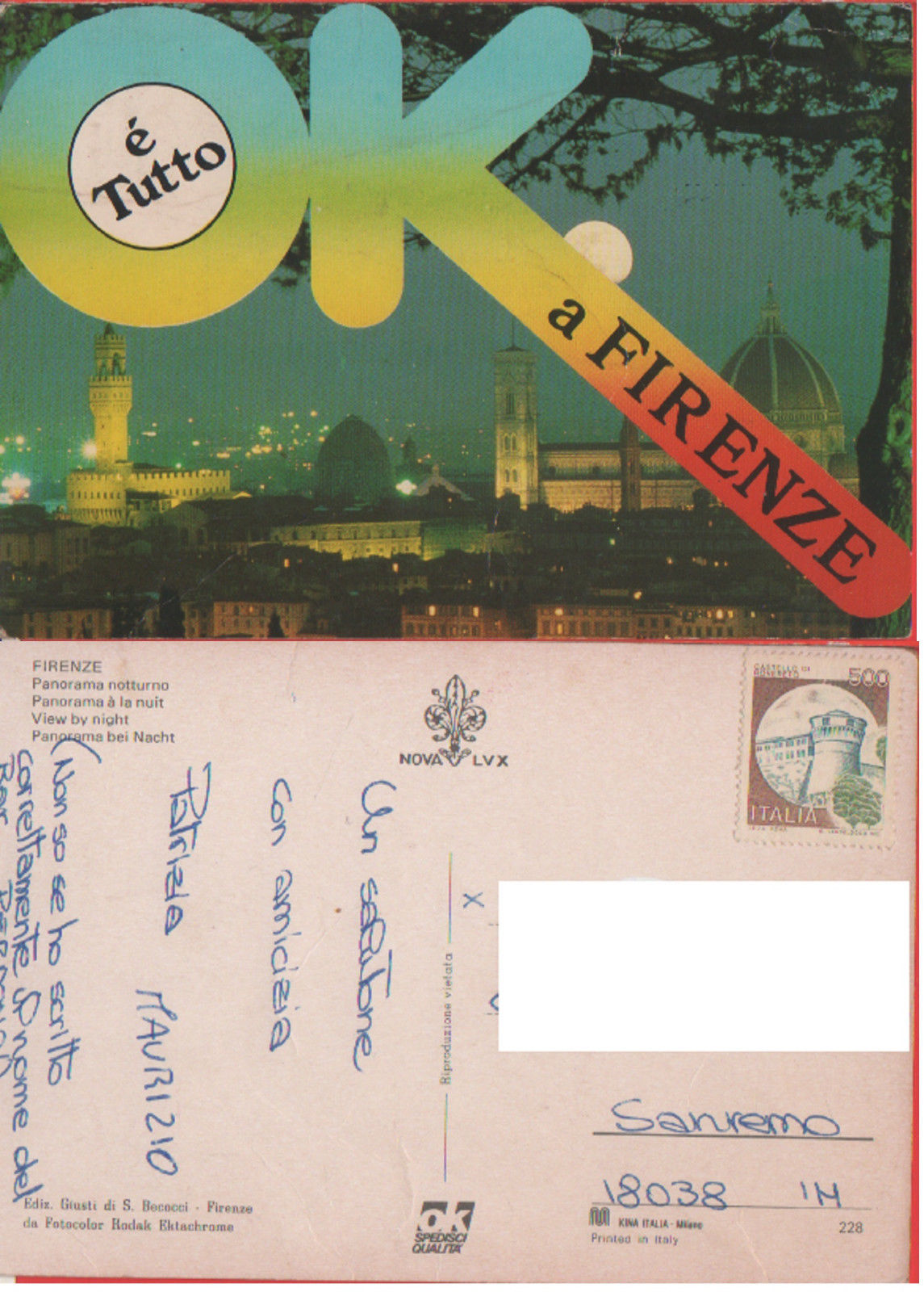 è tutto OK a Firenze. Affrancata non viaggiata