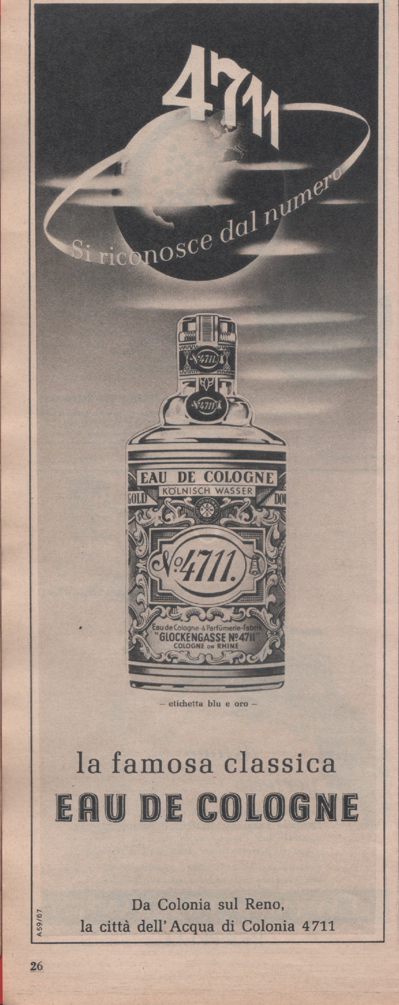 Eau de Cologne 4711. Advertising 1959