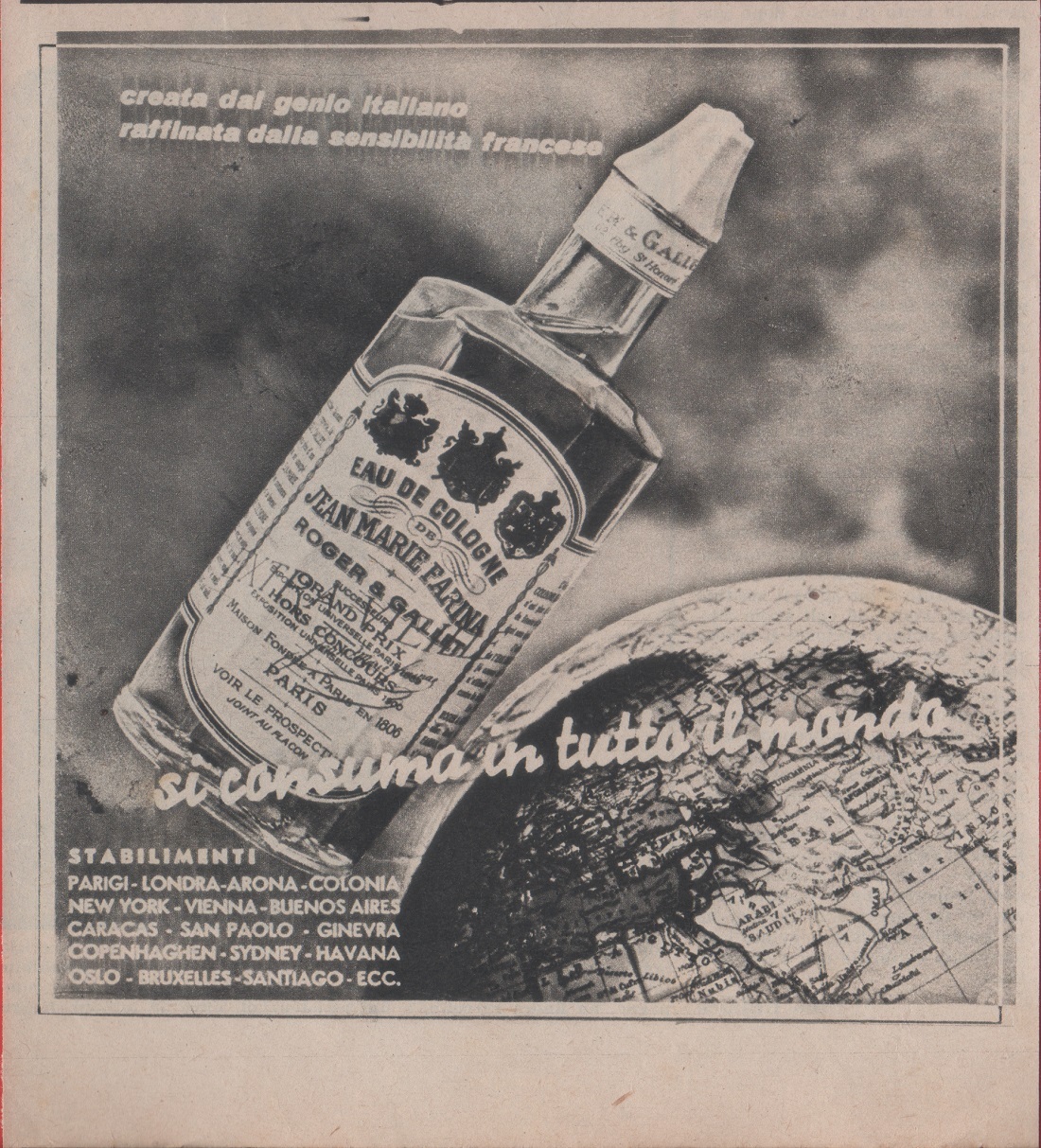 Eau de Cologne de Jean Marie Farina. Advertising 1954