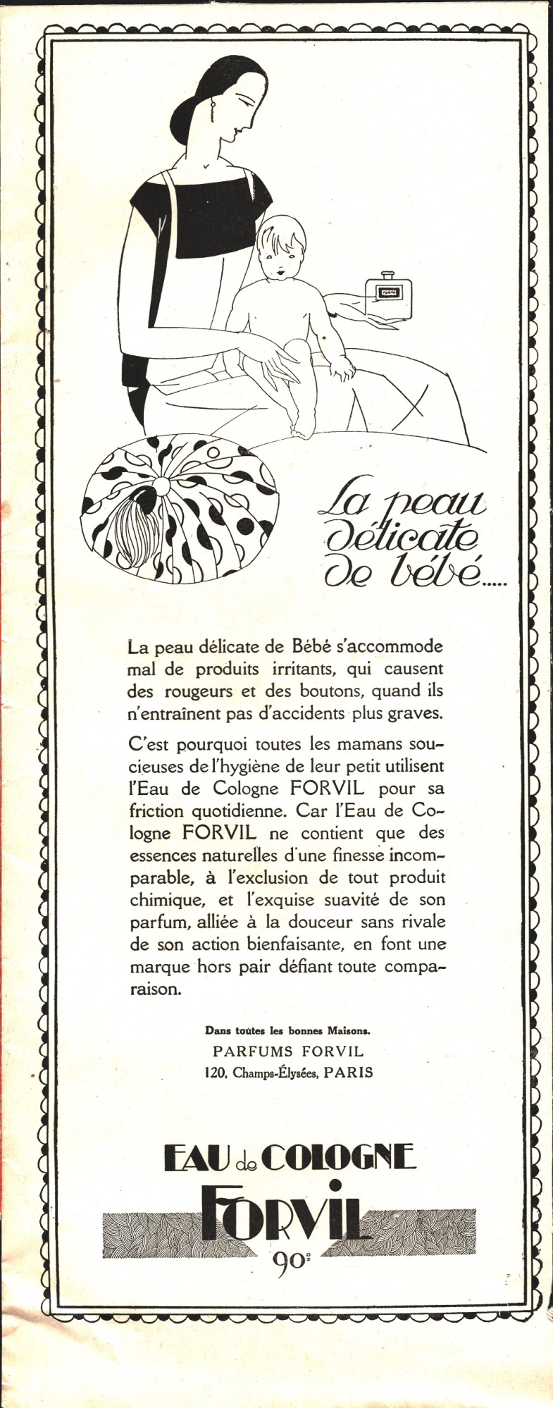 Eau de Cologne Forvil. Advertising 1926