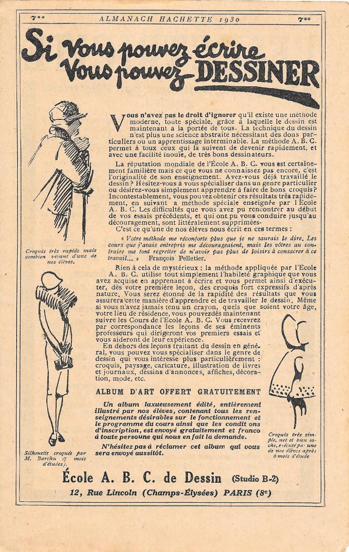 Ecole ABC de dessin. Pubblicita 1930
