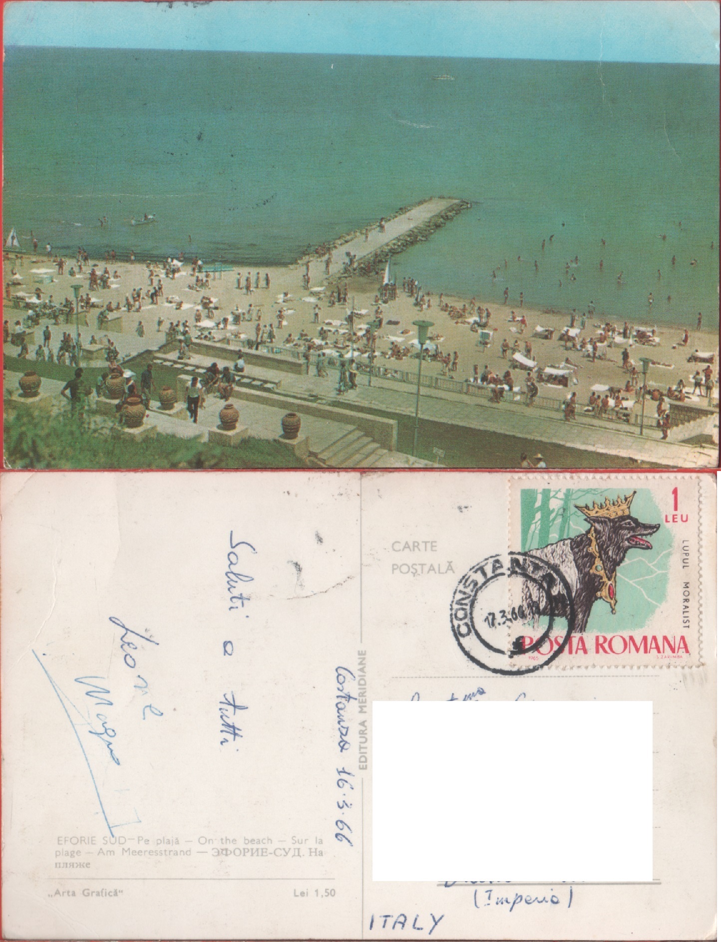 Eforie Sud (Romania). On the beach. Viaggiata 1966