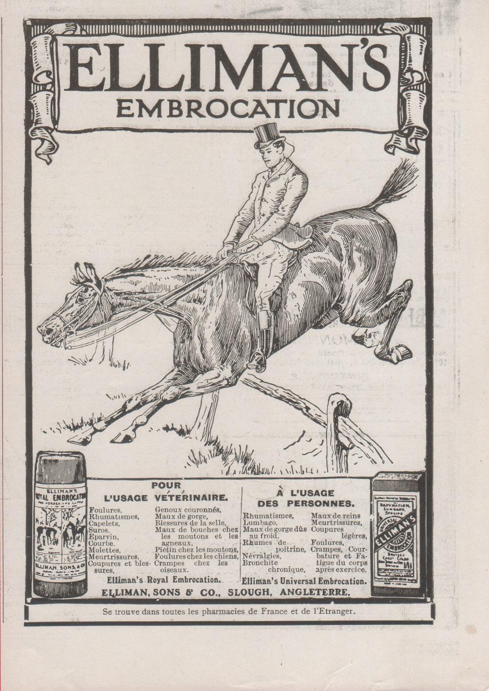 Elliman's Embrocation. Advertising 1911