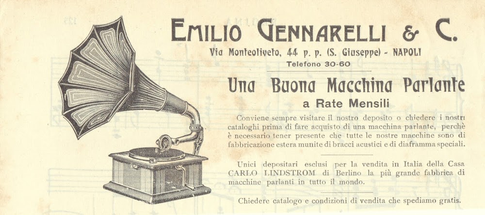 Emilio Gennarelli. Napoli. Una buona macchina parlante. Advertising 1913