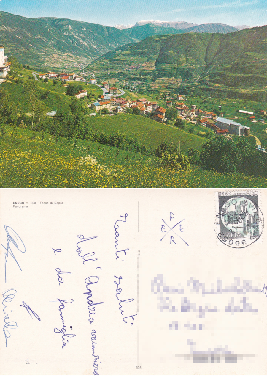 Enego (VI). Fossa di sopra. Panorama. Viaggiata