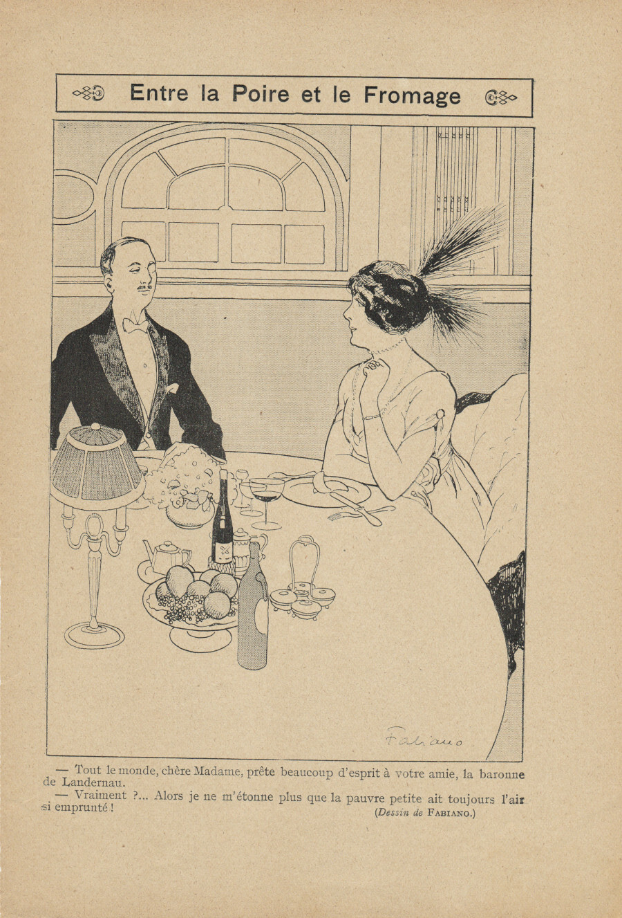 Entre la poire et le fromage. (ill. Fabiano). Stampa 1913