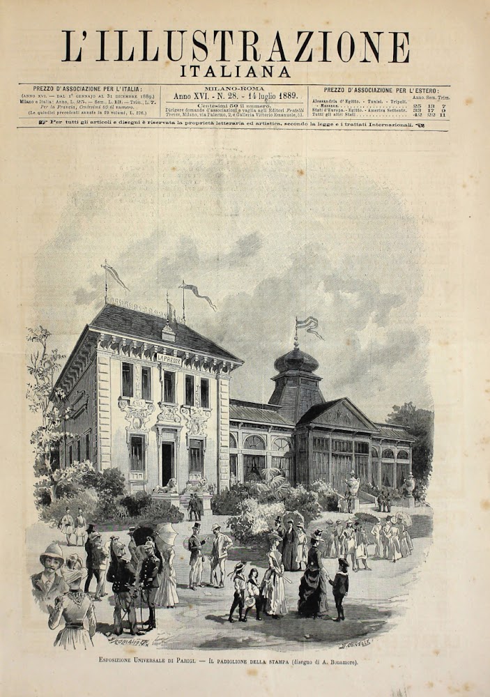 Esposizione Universale di Parigi. Padiglione della stampa. Stampa 1889