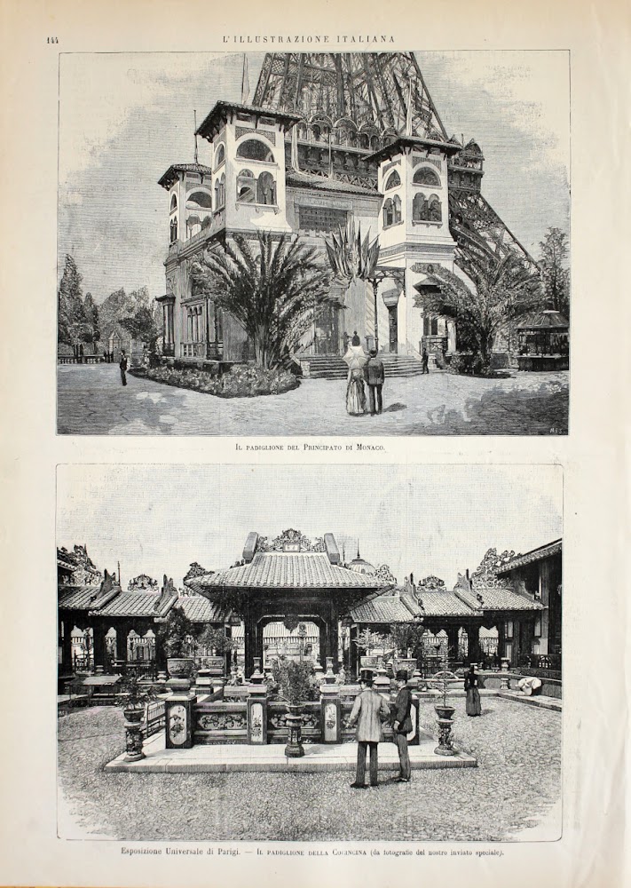 Esposizione Universale di Parigi. Padiglioni Principato di Monaco e Cocincina. …