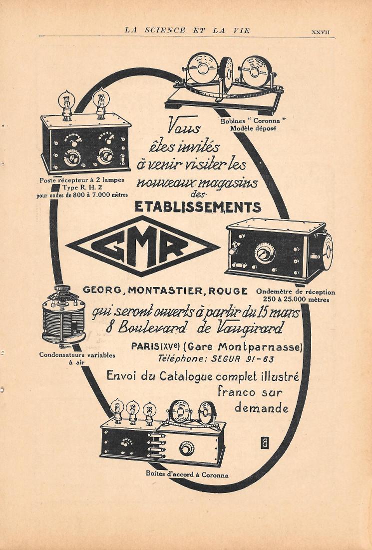 Etablissements GMR Paris. Pubblicita 1923
