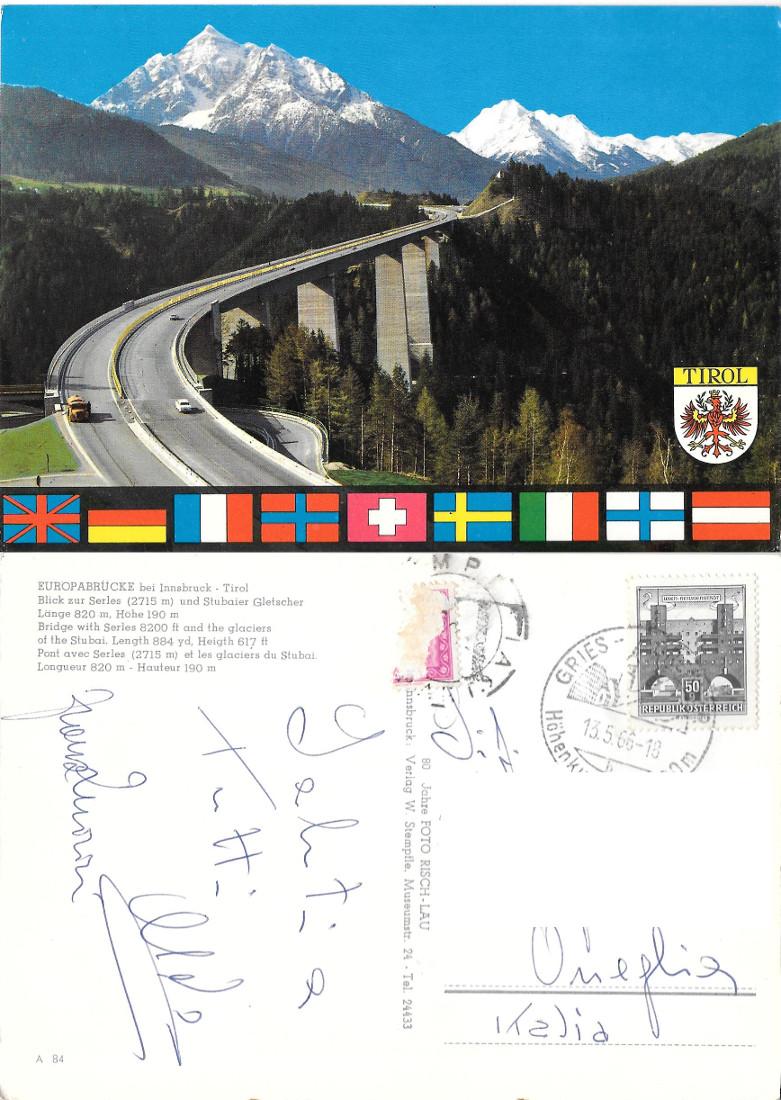 Europabrucke bei Innsbruck. Viaggiata 1966