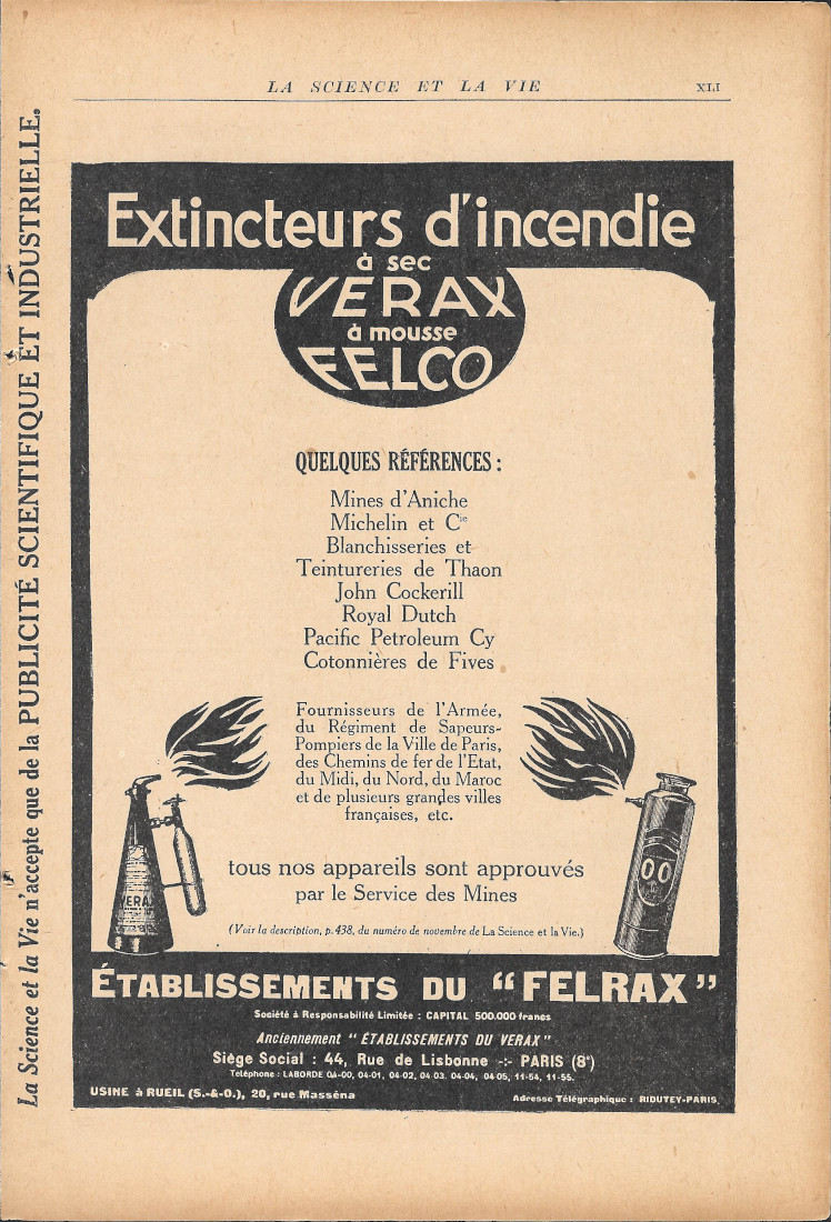 Extincteurs d'incendie Verax Felco - Advertising 1928
