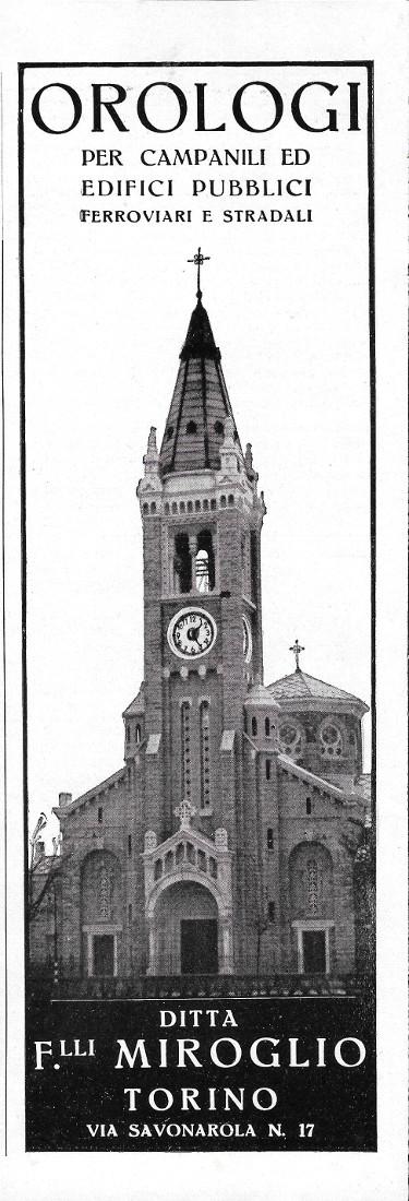 F.lli Miroglio Torino. Orologi per campanili. Advertising 1937