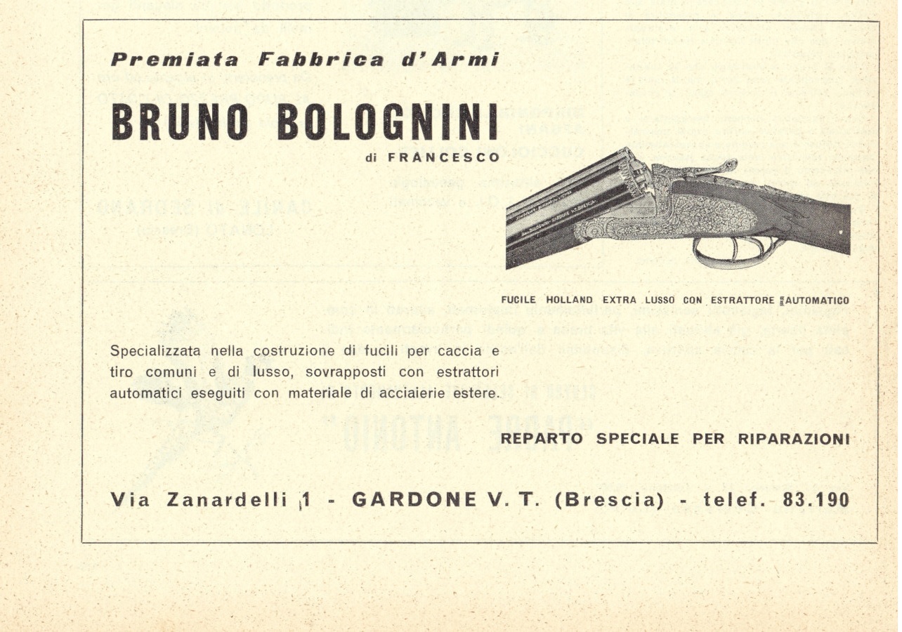 Fabbrica d'armi Bruno Bolognini. Gardone Valtrompia. Advertising 1963