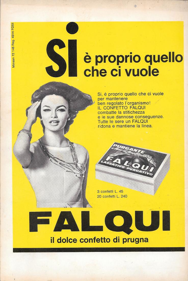 Falqui, il dolce confetto di prugna. Advertising 1965
