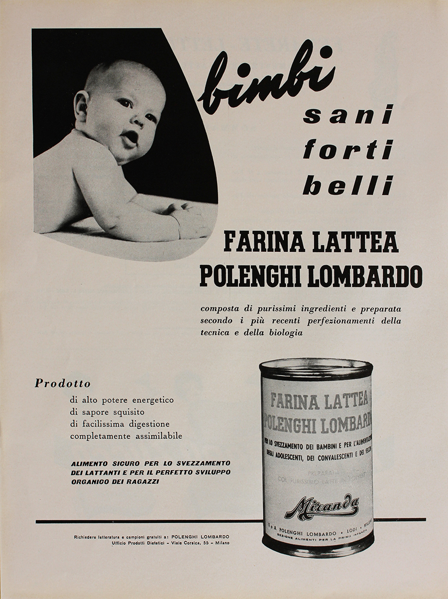 Farina lattea Polenghi Lombardo. Advertising 1960