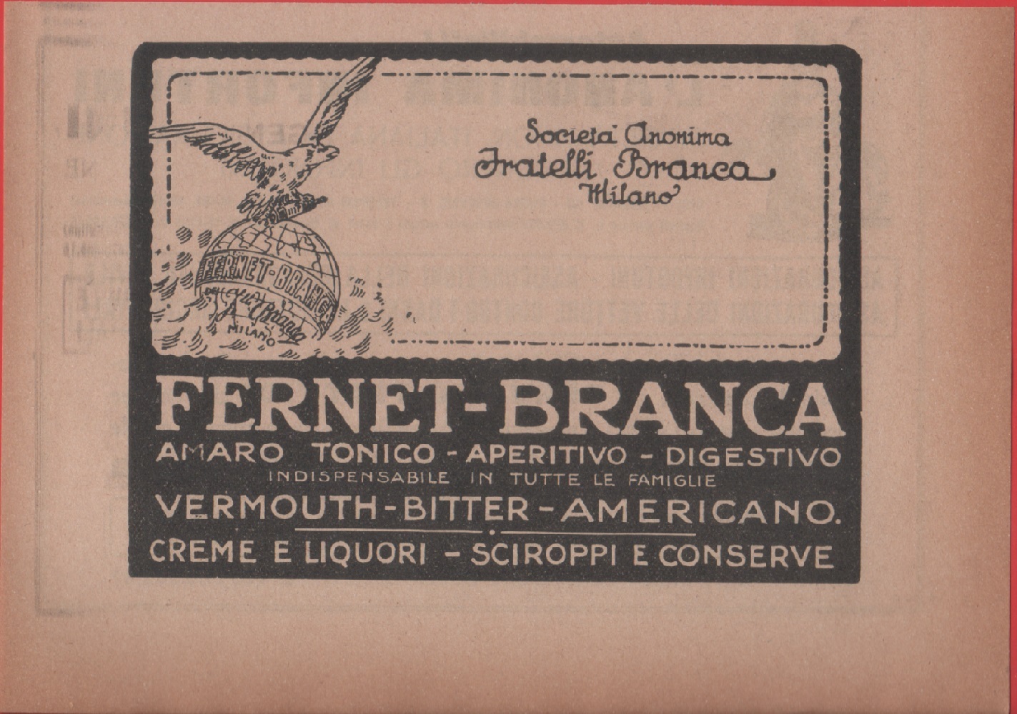Fernet Branca. Advertising 1926