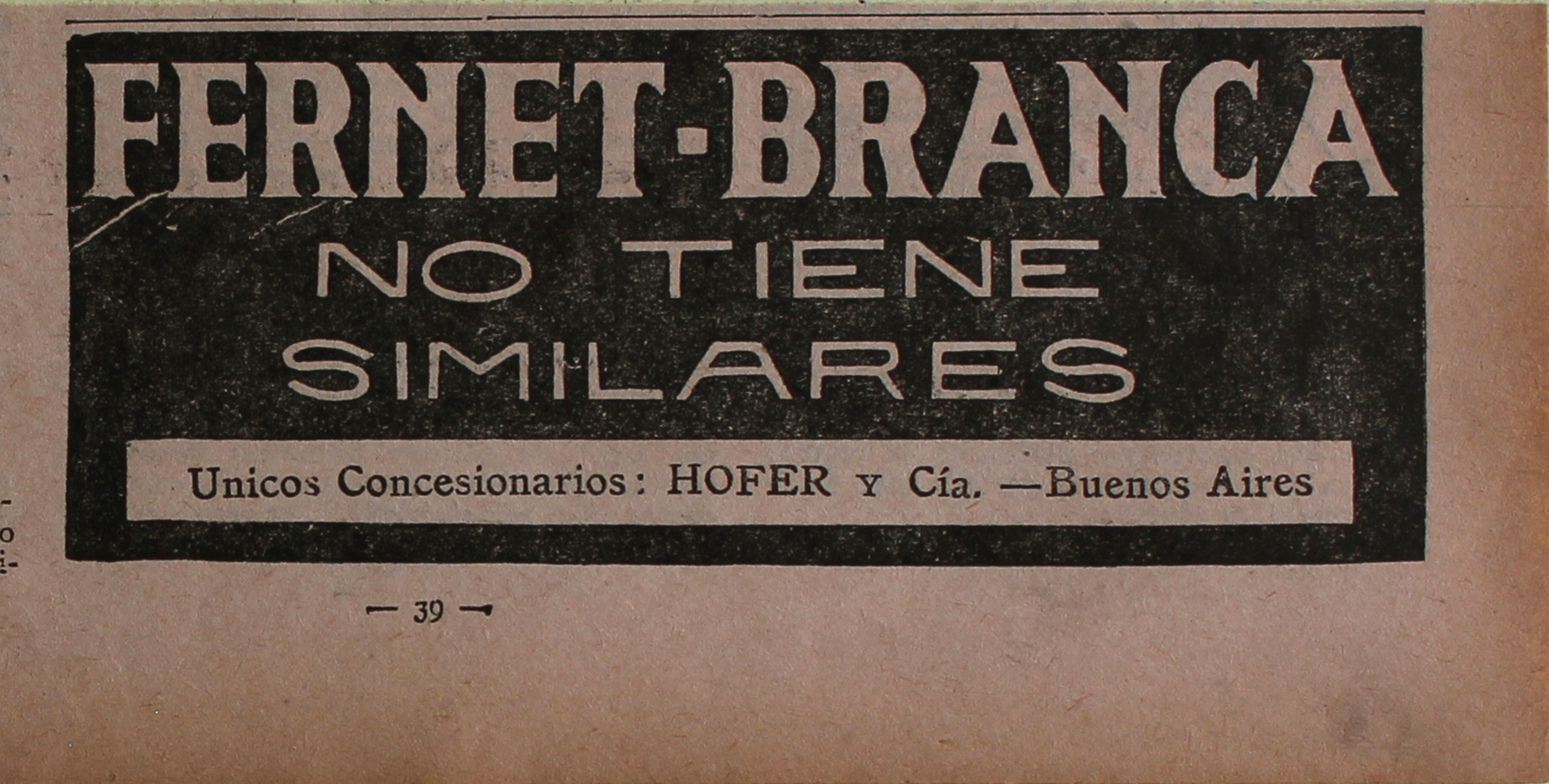 Fernet-Branca no tiene similares - Advertising 1922