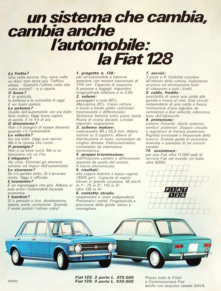 FIAT 128. Advertising 1969