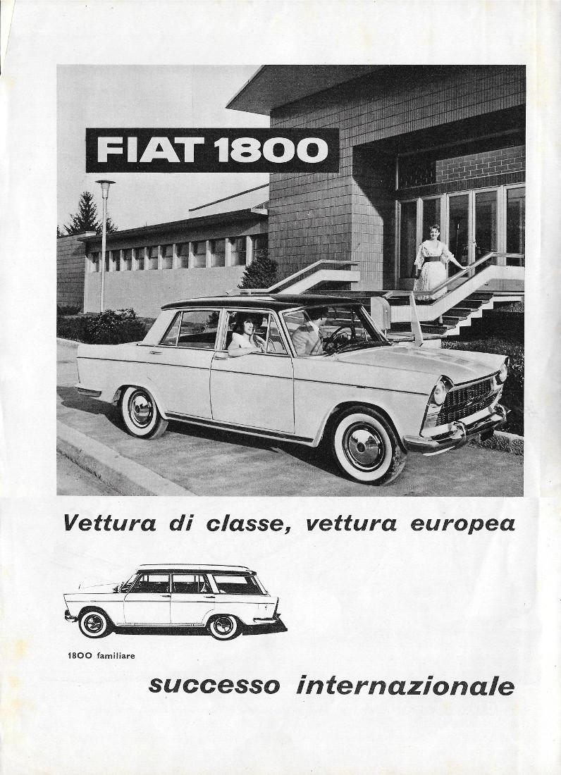 FIAT 1800 successo internazionale / Triumph. Advertising 1959 fronte retro