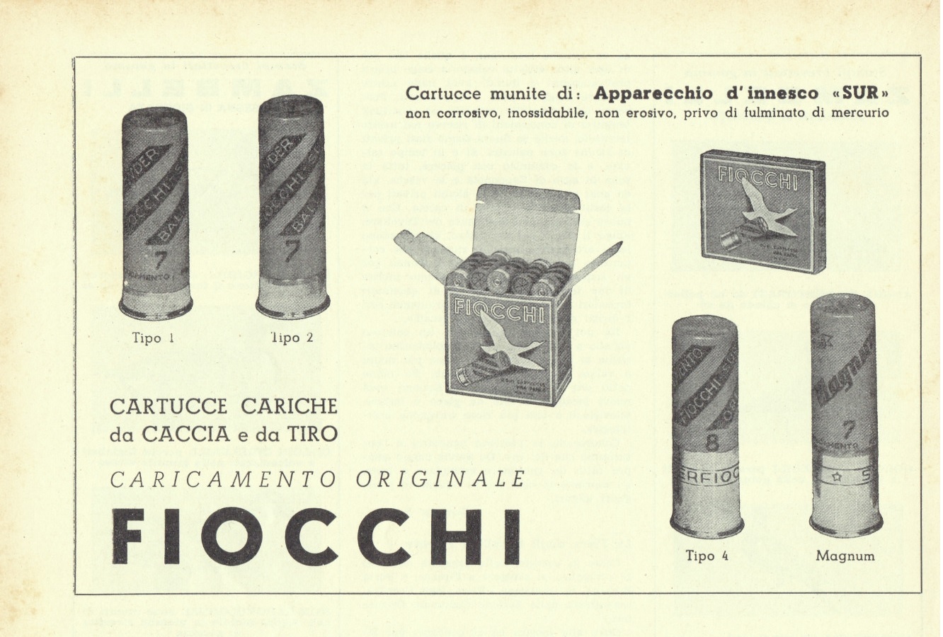 Fiocchi cartucce da caccia e da tiro. Advertising 1961