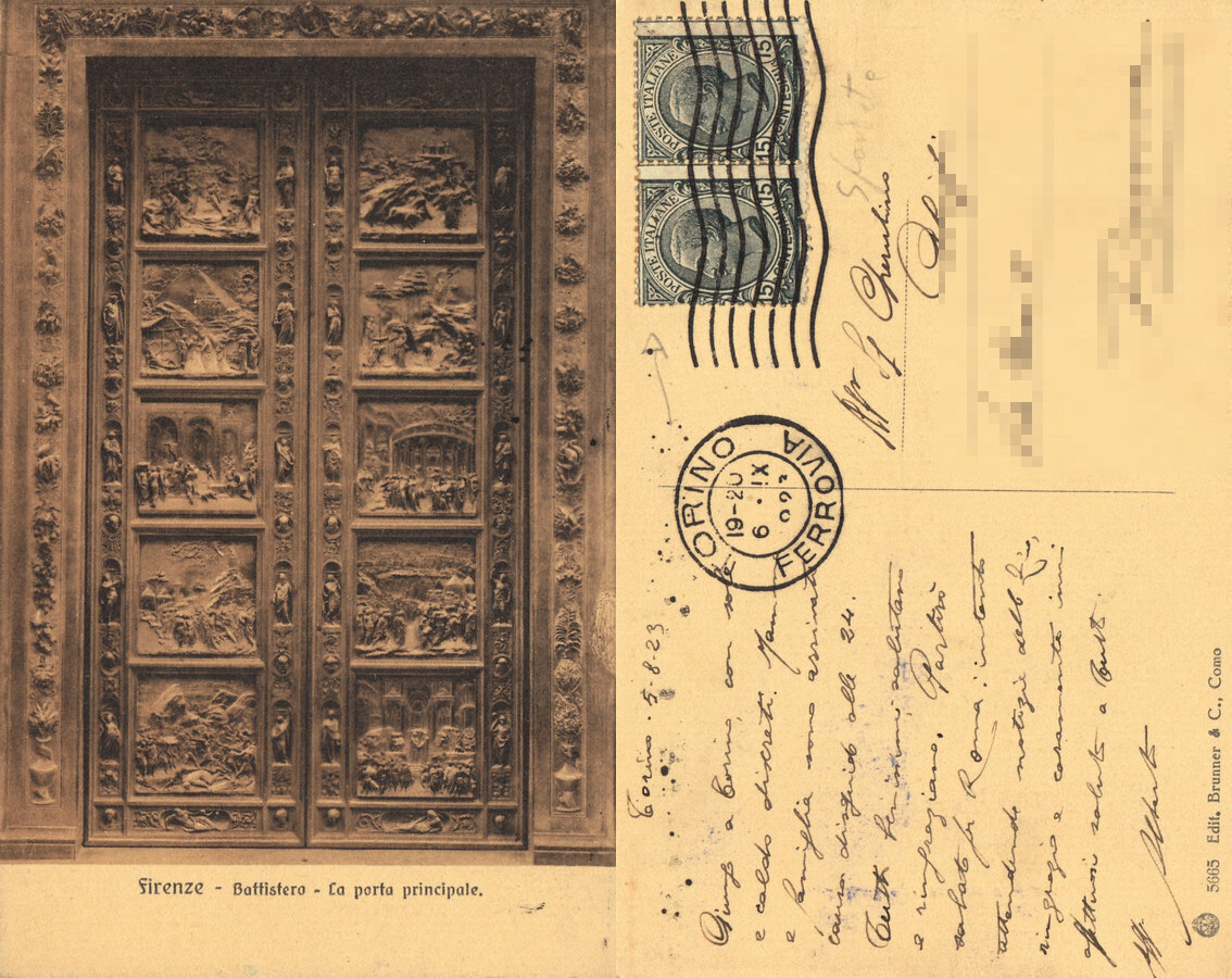 Firenze. Battistero. La porta principale. Viaggiata 1923