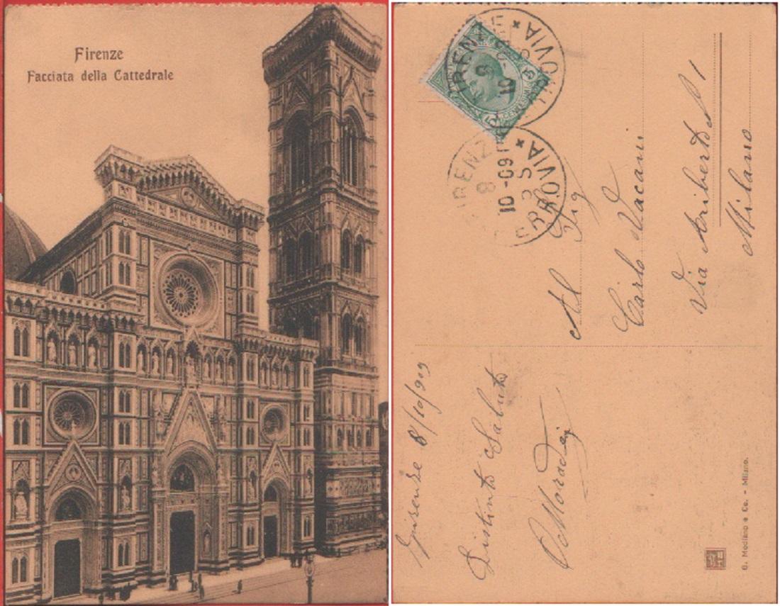 Firenze. Facciata della Cattedrale. Viaggiata 1909