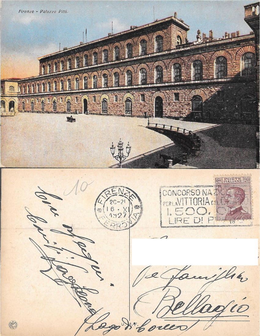 Firenze. Palazzo Pitti. Viaggiata 1927