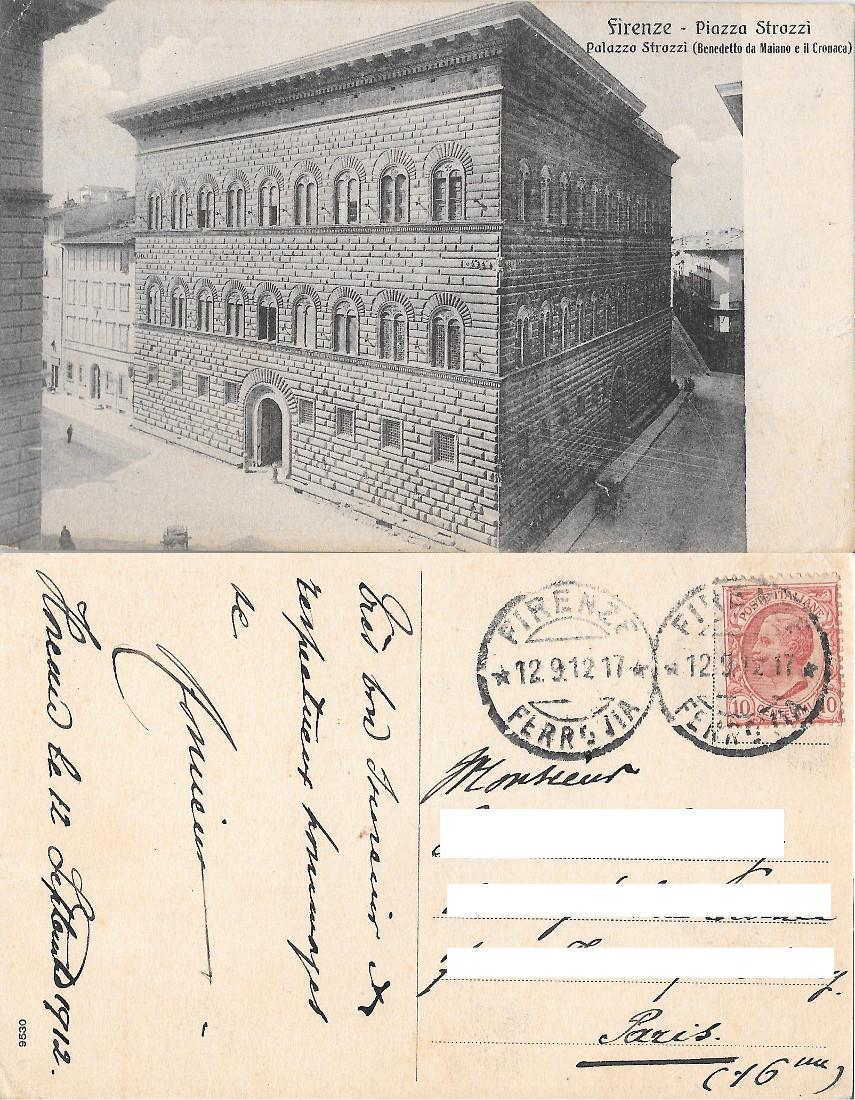 Firenze. Palazzo Strozzi. Viaggiata 1912