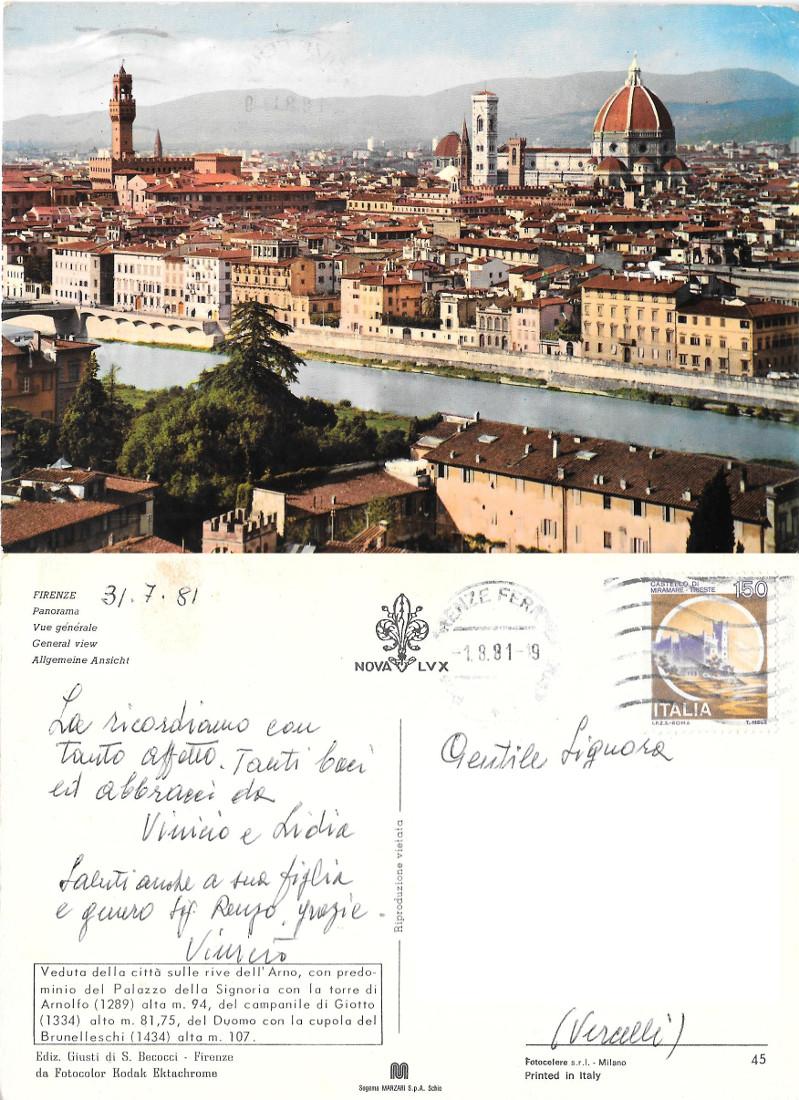 Firenze. Panorama. Viaggiata 1981