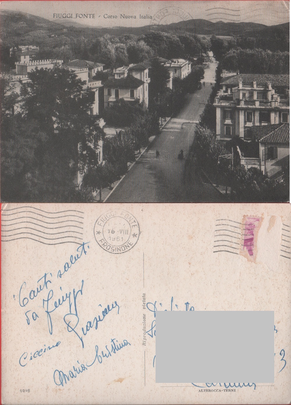 Fiuggi Fonte. Corso Nuova Italia. Viaggiata 1961