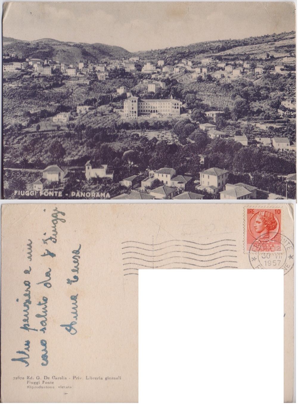 Fiuggi Fonte (FR). Panorama. Viaggiata 1957