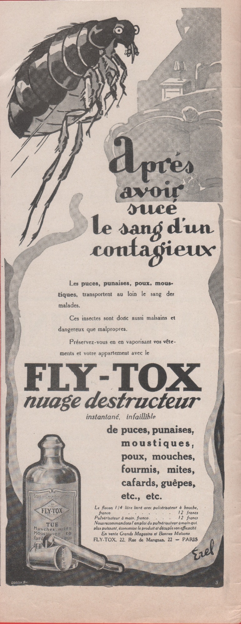 Fly-Tox nuage destructeur. Advertising 1926