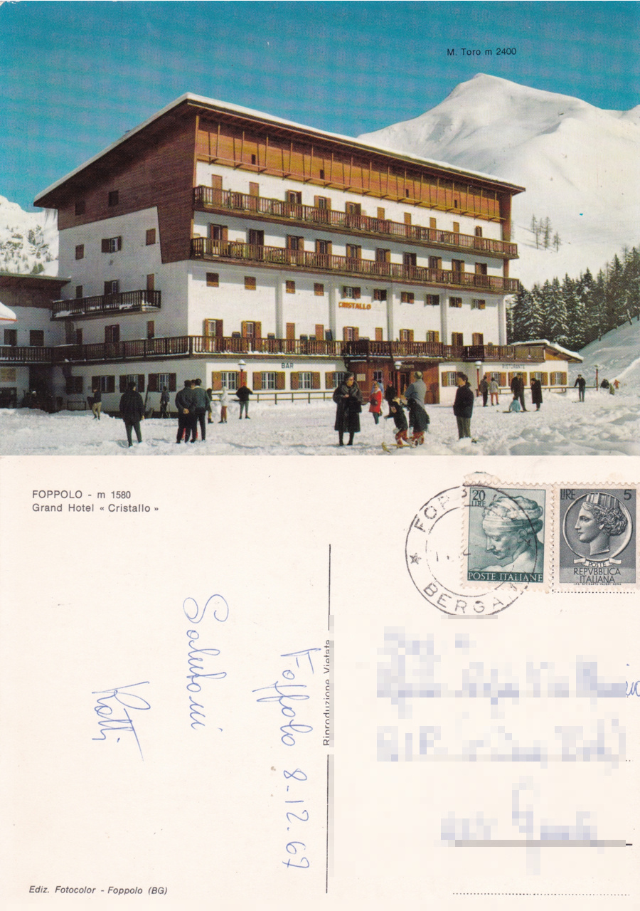 Foppolo (BG). Grand Hotel Cristallo. Viaggiata 1967