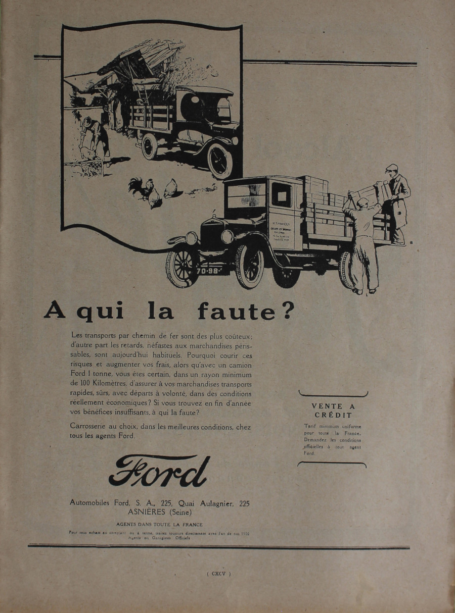 Ford. A qui la faute?. Advertising 1926