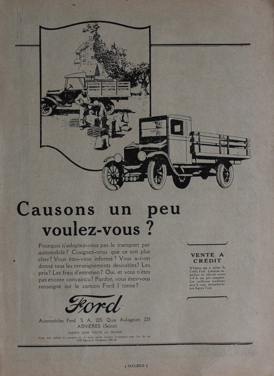 Ford. Causons un peu colulez-vous. Advertising 1926