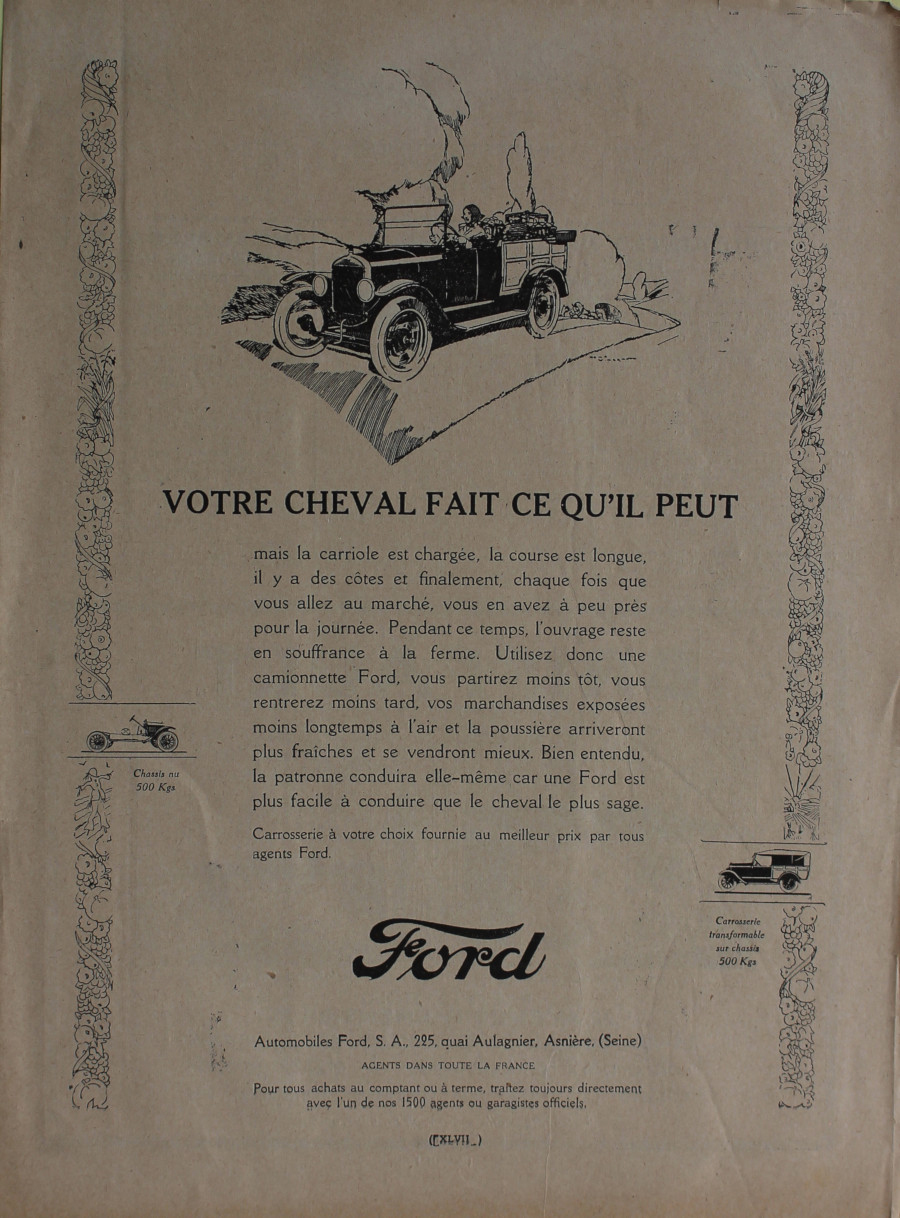Ford. Votre cheval fait ce qu'il peut. Advertising 1926