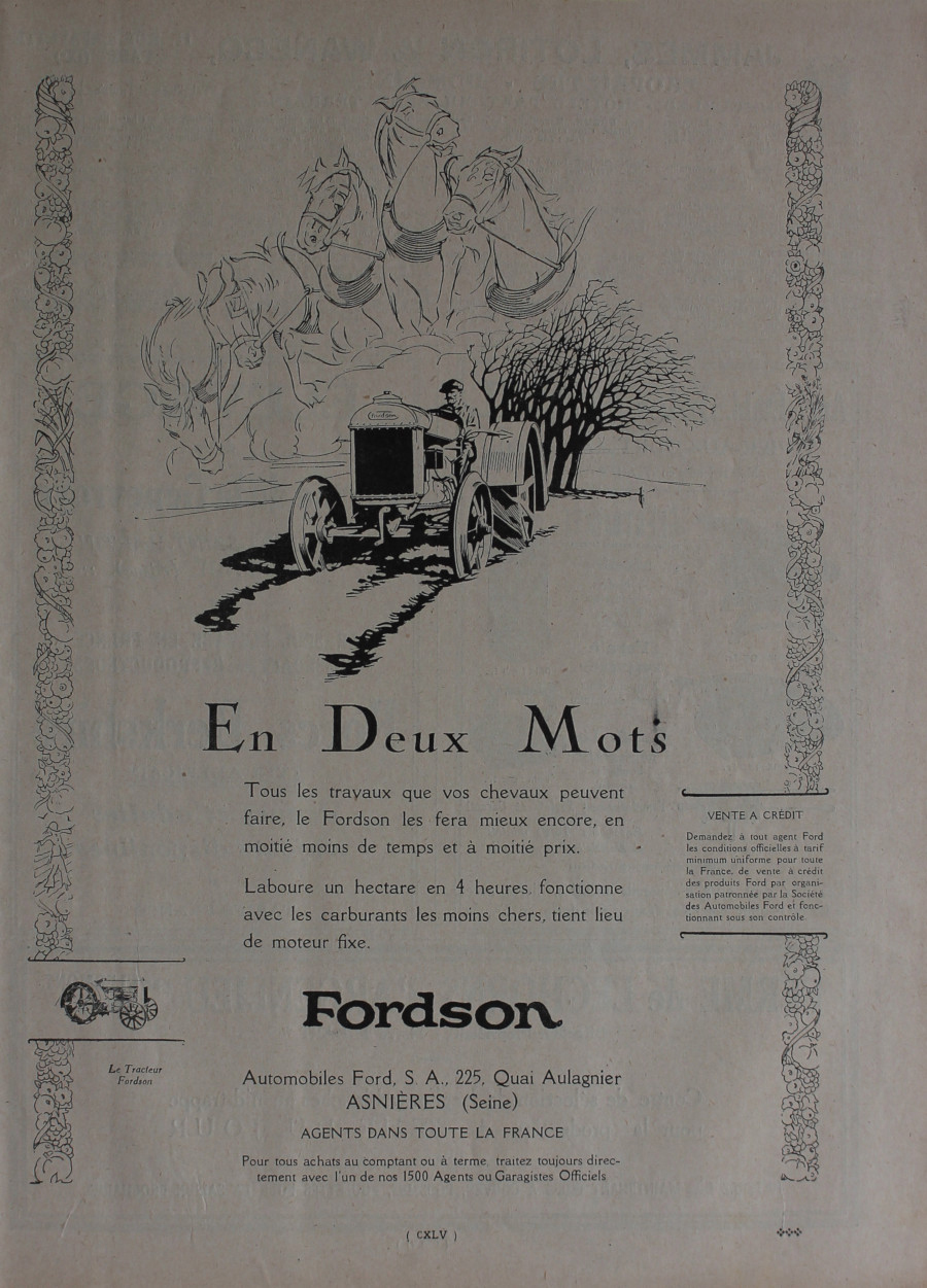 Fordson. En deux mots. Advertising 1926