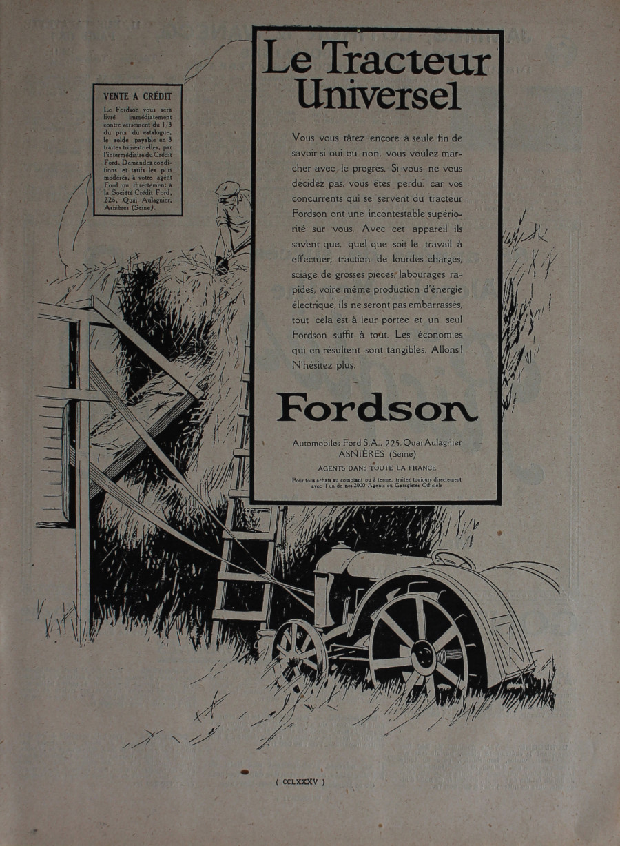 Fordson. Le tracteur universel. Advertising 1926