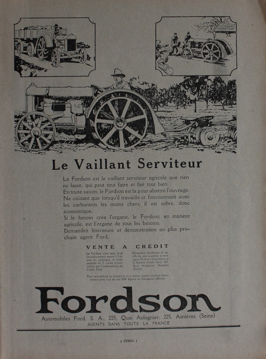 Fordson. Le vaillat serviteur. Advertising 1926