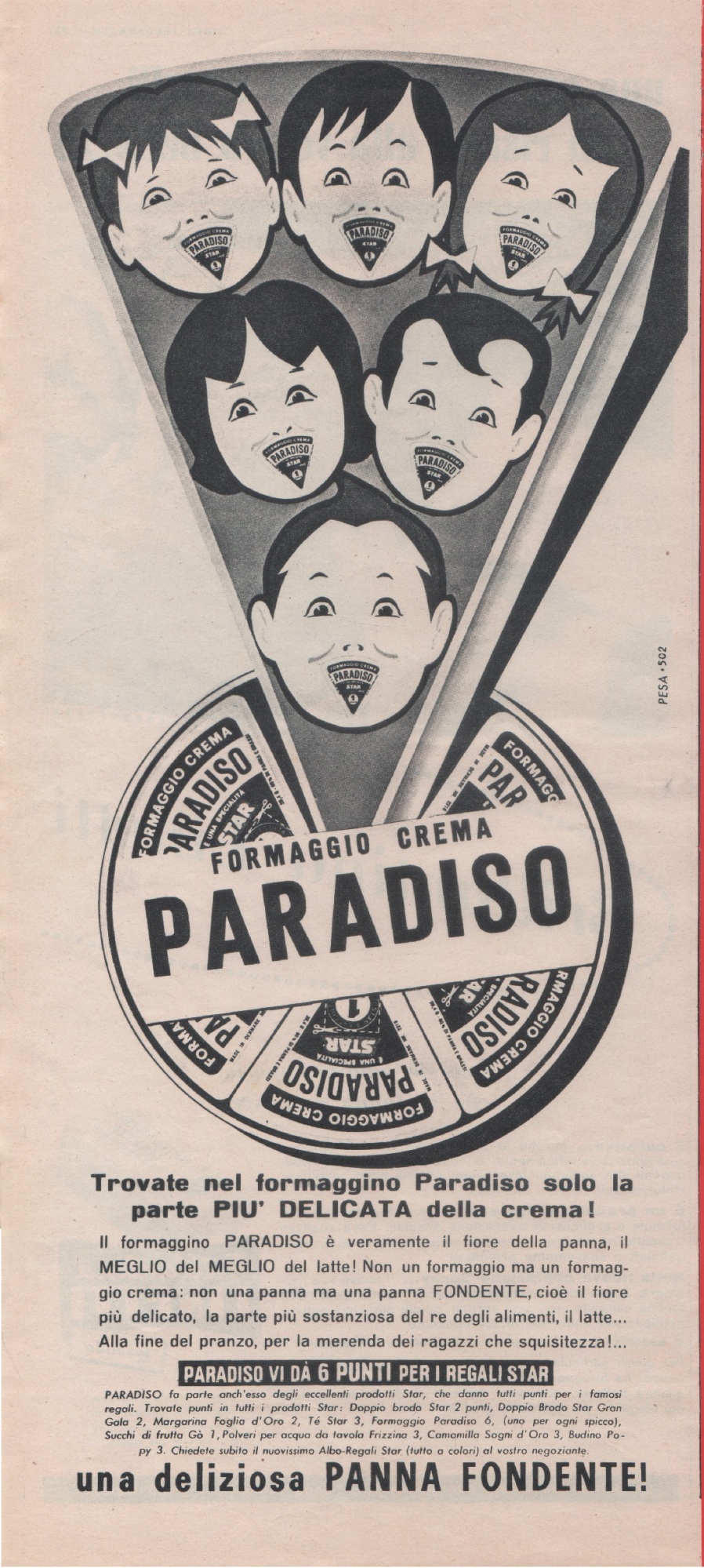 Formaggino Crema Paradiso. Advertising 1962