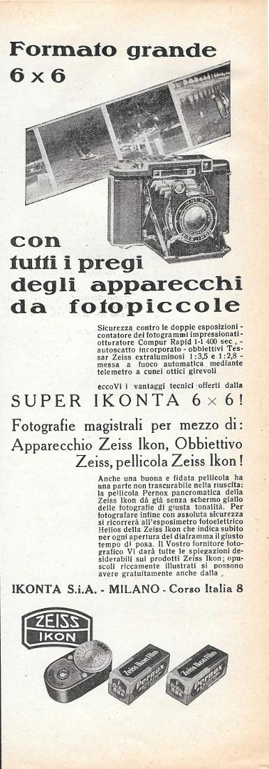 Fotocamera Super Ikonta 6x6 Zeiss. Advertising 1935