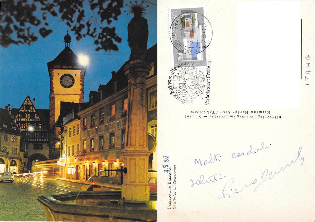 Freiburg im Breisgau (GER). Oberlinden mir Schwabentor. Viaggiata 1987