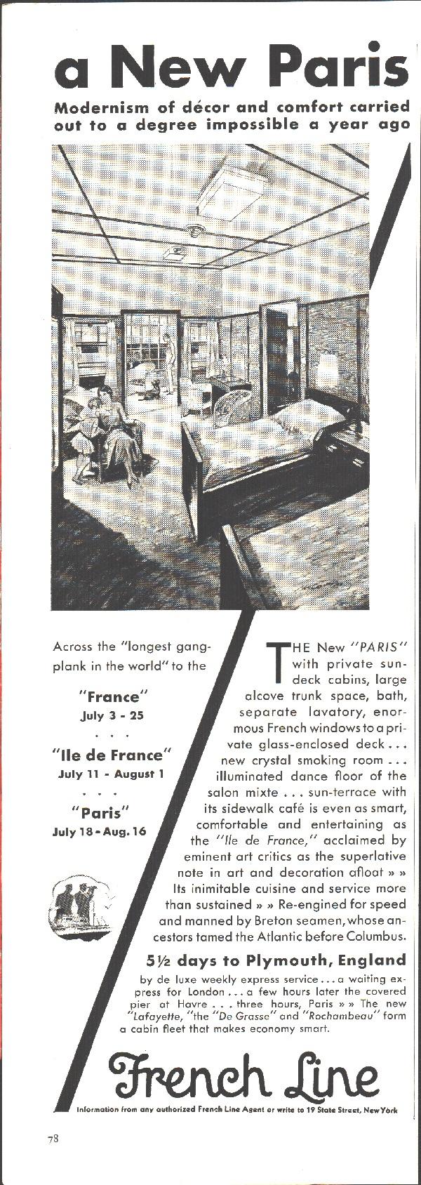 French Line. Pubblicità 1930