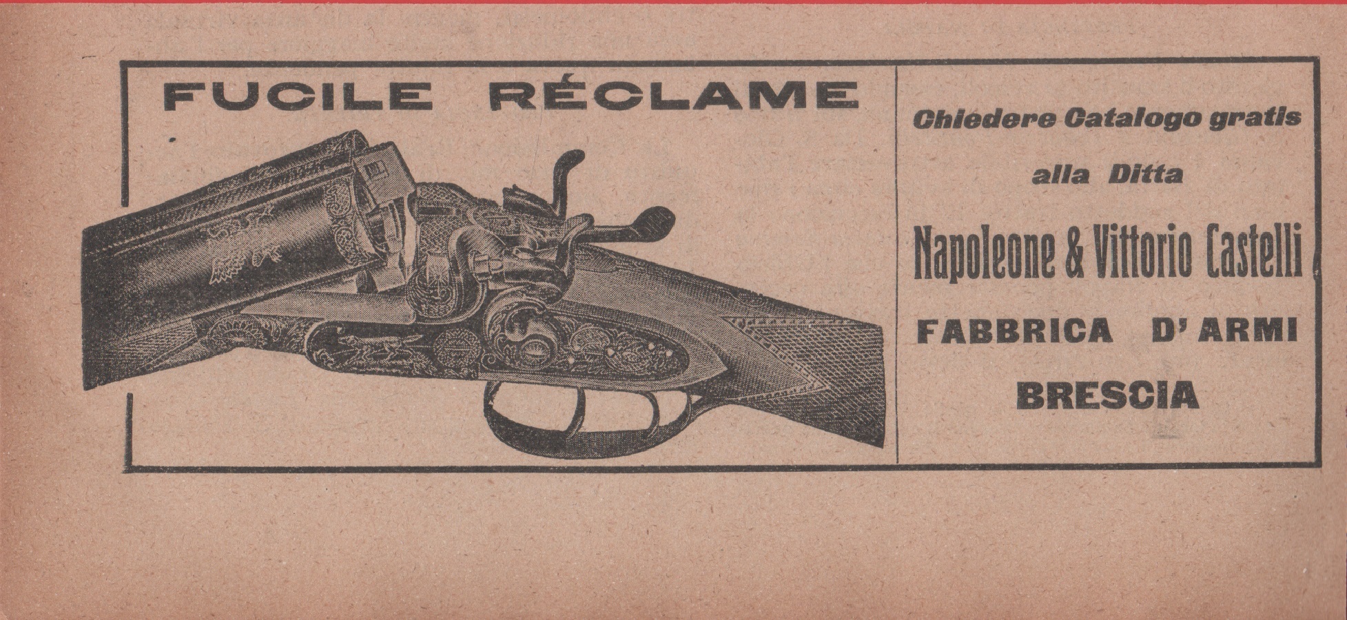 Fucile reclame. Napoleone &amp; Vittorio Castelli, Brescia. Advertising 1926