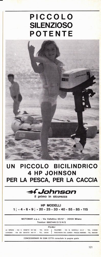 Fuoribordo Johnson, piccolo silenzioso potente. Advertising 1969