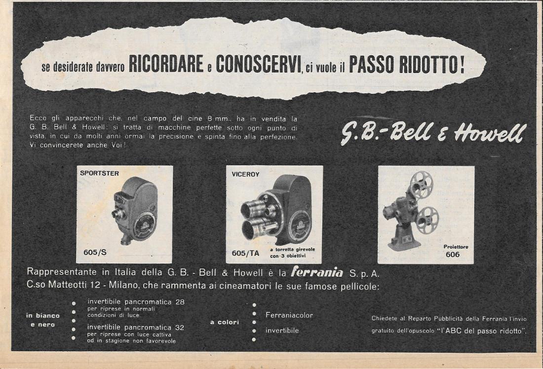 G.B.-Bell&amp;Howell passo ridotto. Advertising 1956