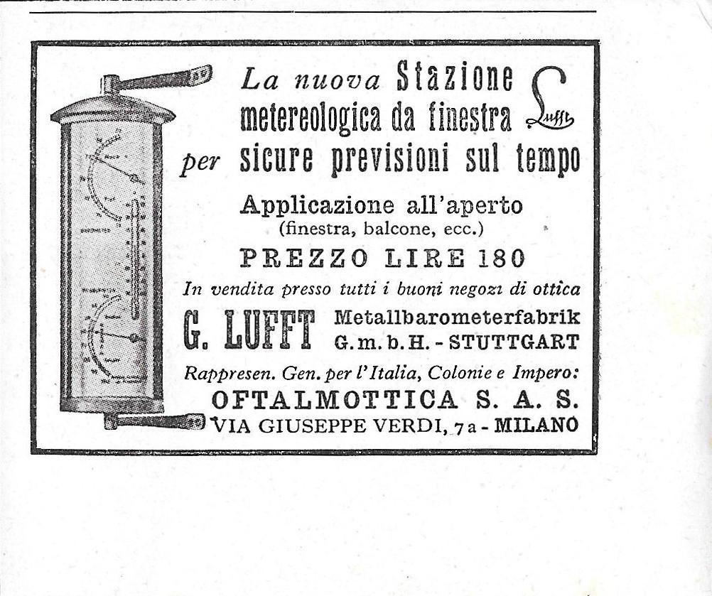 G. Luft. Stazione meteorologica da finestra. Advertising 1941