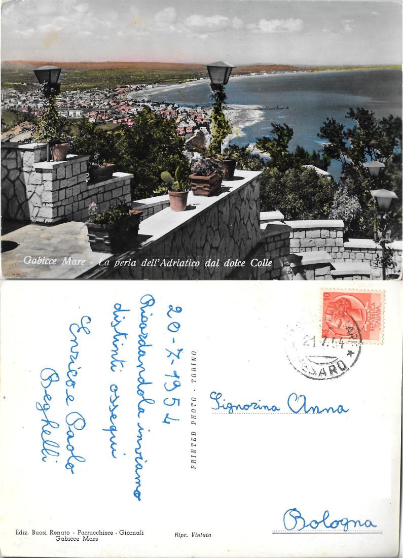 Gabicce Mare dal dolce Colle. Viaggiata 1954