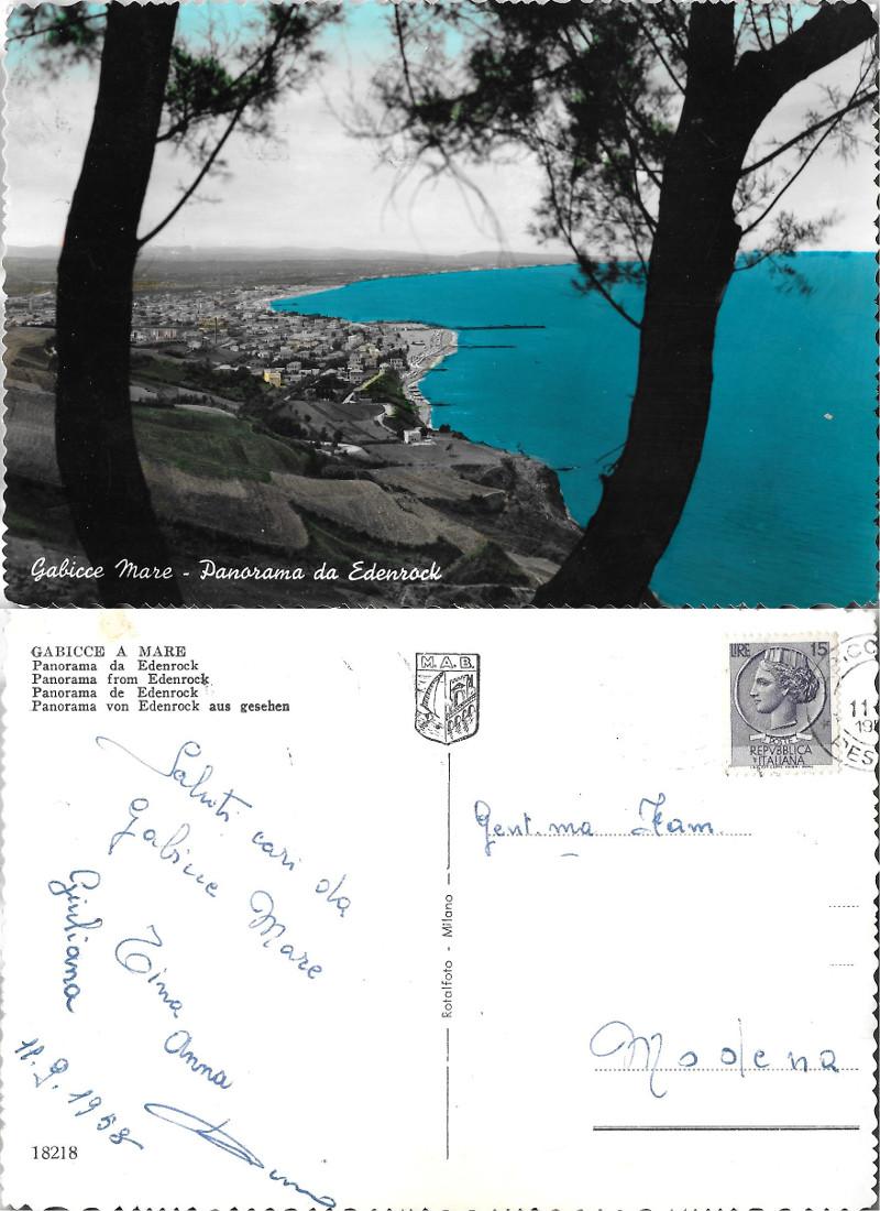 Gabicce Mare. Panorama da Edenrock. Viaggiata 1958
